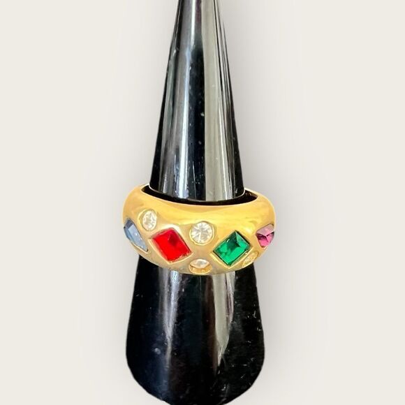 Multi color CZ band ring size 7, NIB - Picture 5 of 11